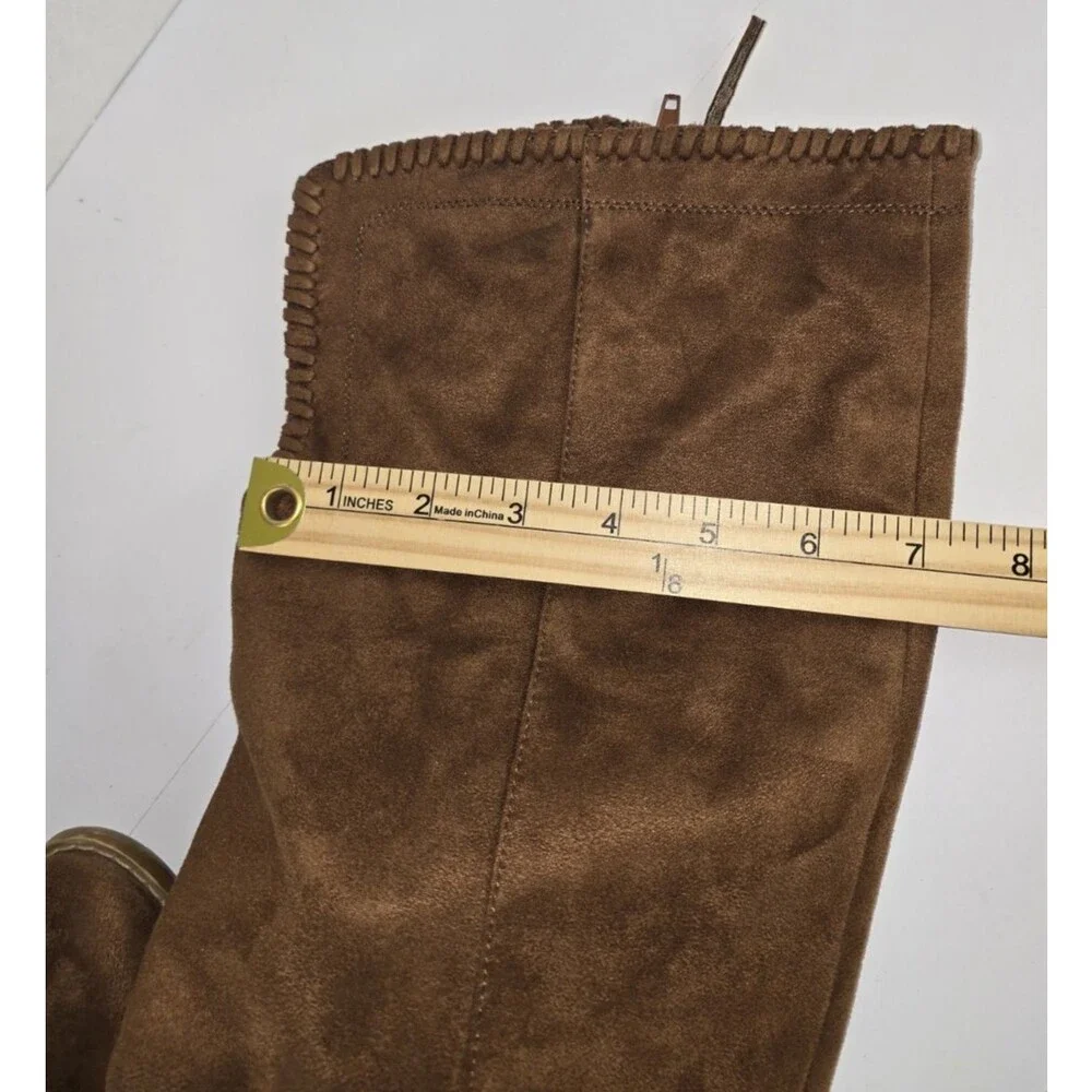 Not Rated Over The Knee Boots Womens Size 6.5 Brown Suede Block Heel Side Zip